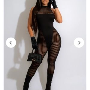 Black Mesh Jumpsuit